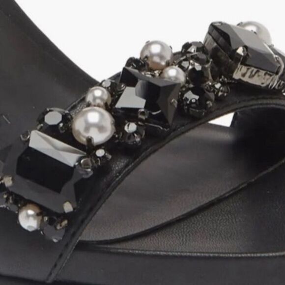 Karl Lagerfeld Jala Jewel Platform Heels  Ankle-Strap Sandals Black Size 8 - Picture 13 of 14